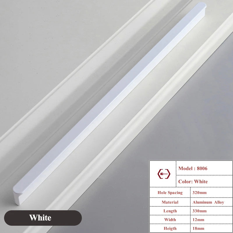 Modern Simple White Long Cabinet Handle Kitchen Cupboard Furniture Length Door Handle  Wardrobe Closet Hardware Drawer Pull Knob