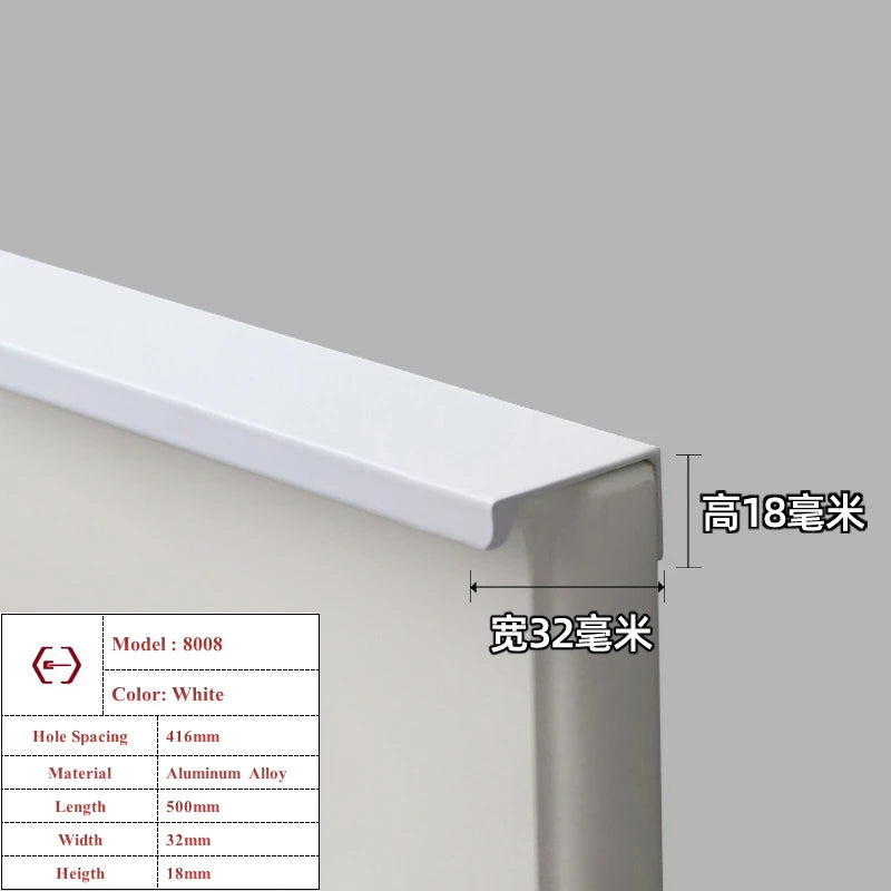 Modern Simple White Long Cabinet Handle Kitchen Cupboard Furniture Length Door Handle  Wardrobe Closet Hardware Drawer Pull Knob