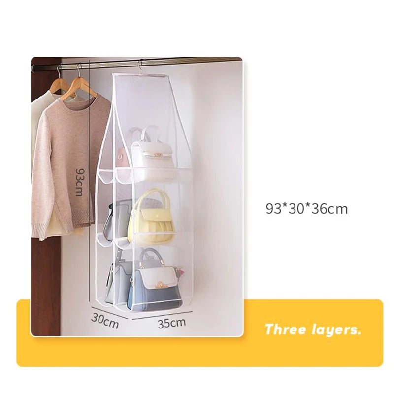 Hanging Handbag Organizer Wardrobe Closet Transparent Storage Bag Door Wall Clear Sundry Shoe Bag Hanger Pouch Accessories Stuff