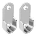 Oval Wardrobe Hanging Rail Rod End Bracket Support Silver Tone Pair