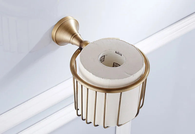 Bronze Bathroom Accessories Hardware Antique Hair Dryer Rack Coat Towel Shelf Rail Bar Shower Soap Dish Holder Toilet Brush