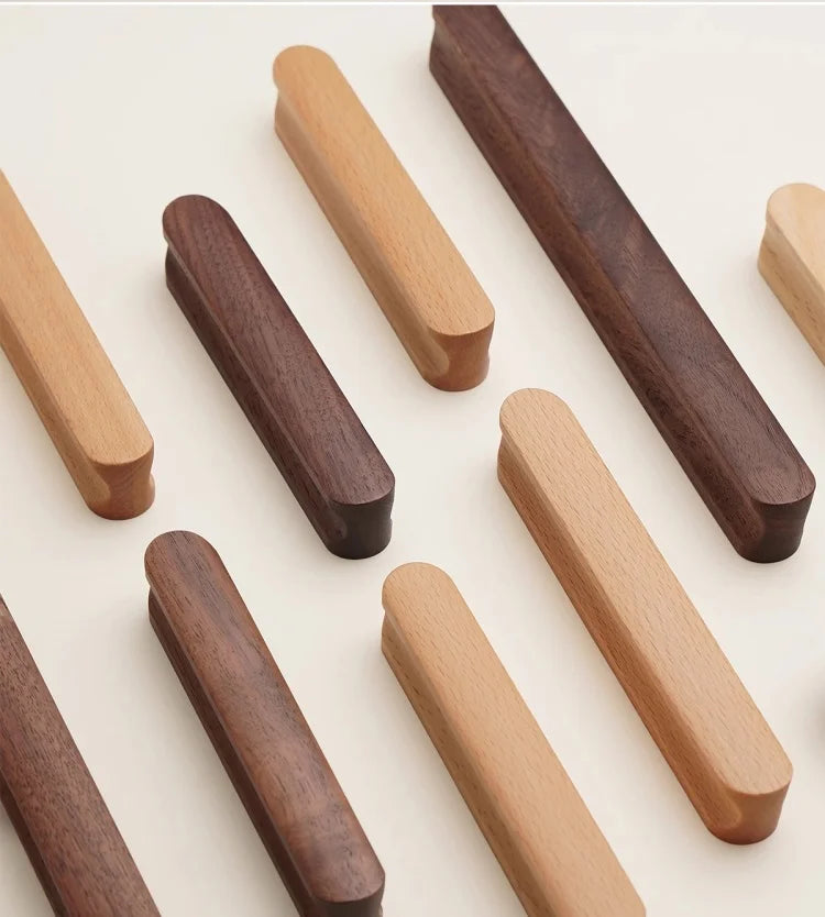 Modern Nordic Solid Wood Cabinet Handles Eco-Friendly Child-Safe Drawer Pulls for Kids Room Furniture Wooden Cabinets Pull