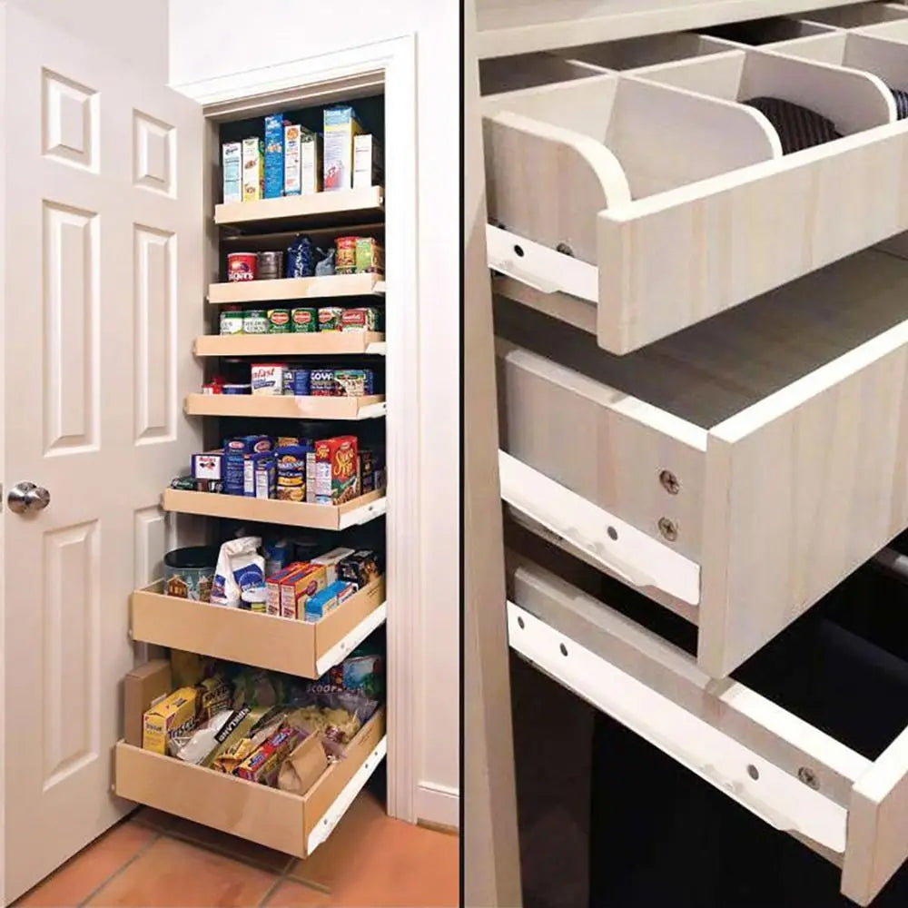 1Pair Mute Two Section Drawer Track Slides Cabinet Rails Computer Table Chute Cabinets Keyboard Roller Pulley Furniture Slides