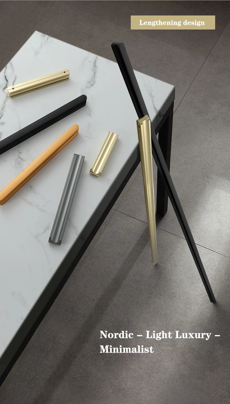 Modern Long Cabinet Handles Hidden-style Aluminum alloy Wardrobe Drawer Handle 800mm 1000mm Furniture Pulls