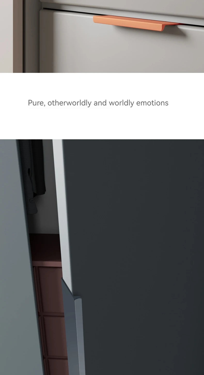 Modern Minimalist Long Door Handles, Drawers, Wardrobes, Hidden Handles, Non Perforated Cabinets, Black Edge Sealing Handles