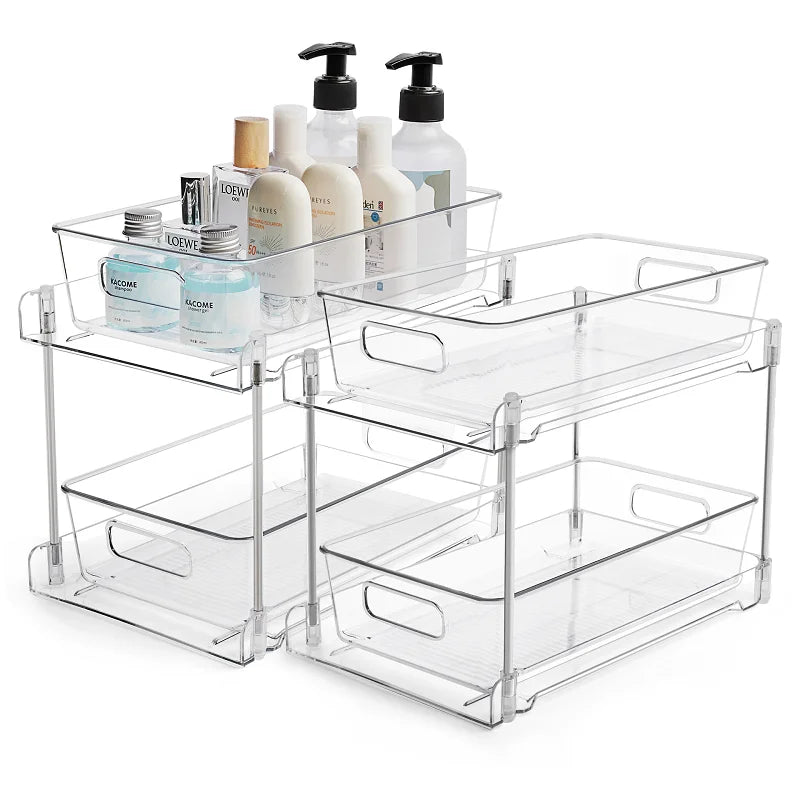 2/3 Layer Under Sink Storage Organizer Multipurpse Rack Countertop Cabinet Under Sink Storage Rack Bathroom Kitchen Organizer
