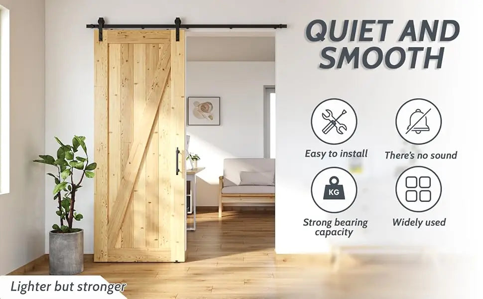 Barn Door Hardware Kit  Heavy Duty Sturdy Sliding Barn Door Track Smoothly and Quietly J Shape Hanger Cupboard Door Panel Access