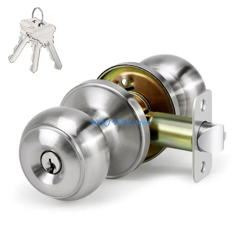 L8RC Zinc Alloy Round Door Knobs Knobset Entrance Lock Interior Door Handles for Hallway, Closet, Bathroom Easy to Install