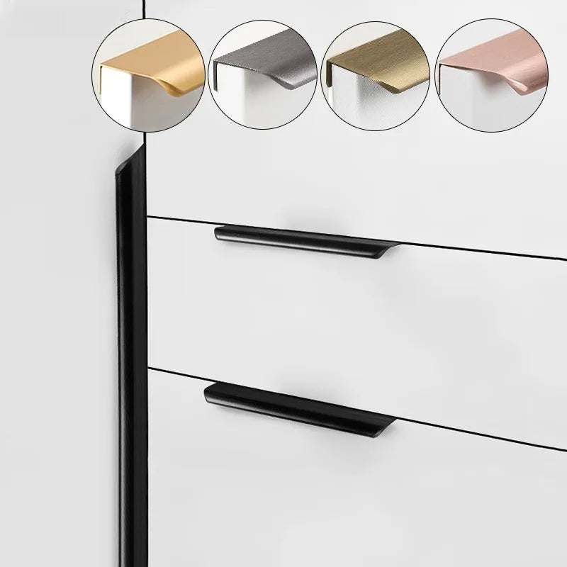1PC Modern Furniture Hidden Drawer Handle Golden/Black/Rose Gold Hardware Cabinet Knobs Kitchen Accessory Handles Wardrobe Pulls