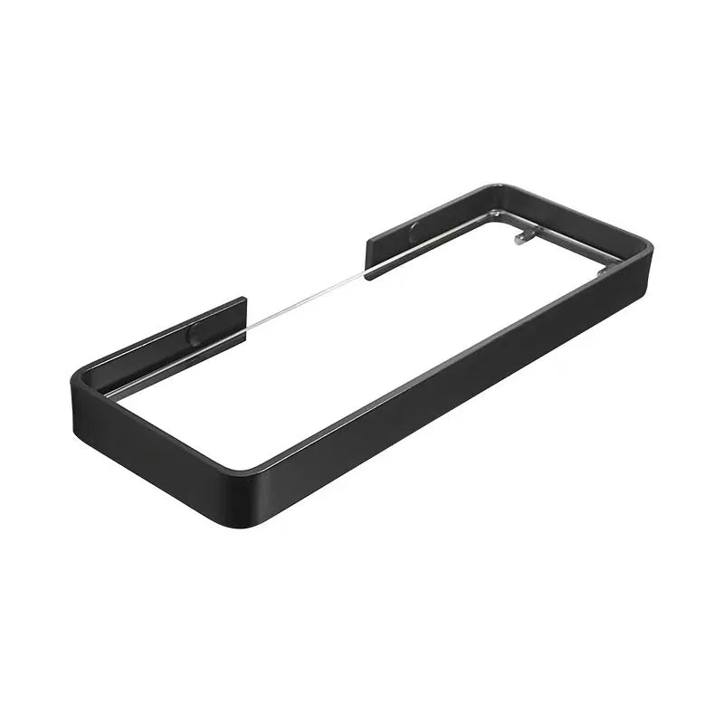 Black Bathroom Corner Rack 25-45cm Wall-mounted Bathroom Shower Rack Aluminum Toilet Storage Rack Glass Bathroom Shelf