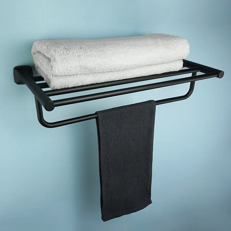 Matte Black Bathroom Accessories Set Wall Mount Stainless Steel Clothes Hook Toilet Paper Holder Towel Bar Hardware Pendant
