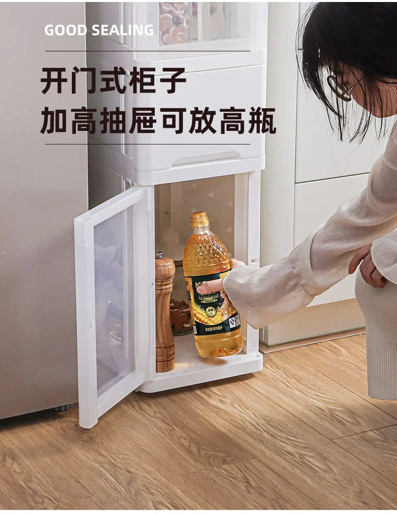 Multi-Tier Spice Holder with Pull-Out Drawer Convenient Mobile Kitchen Organizer Utility Rack for Easy Access
