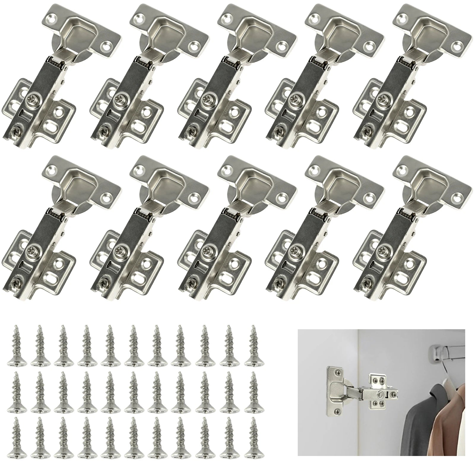 10/20 Pcs Hinges Cold Rolled Steel Hydraulic Cabinet Door Hinge Damper Buffer Soft Quiet Closing for all Cupboard Furniture