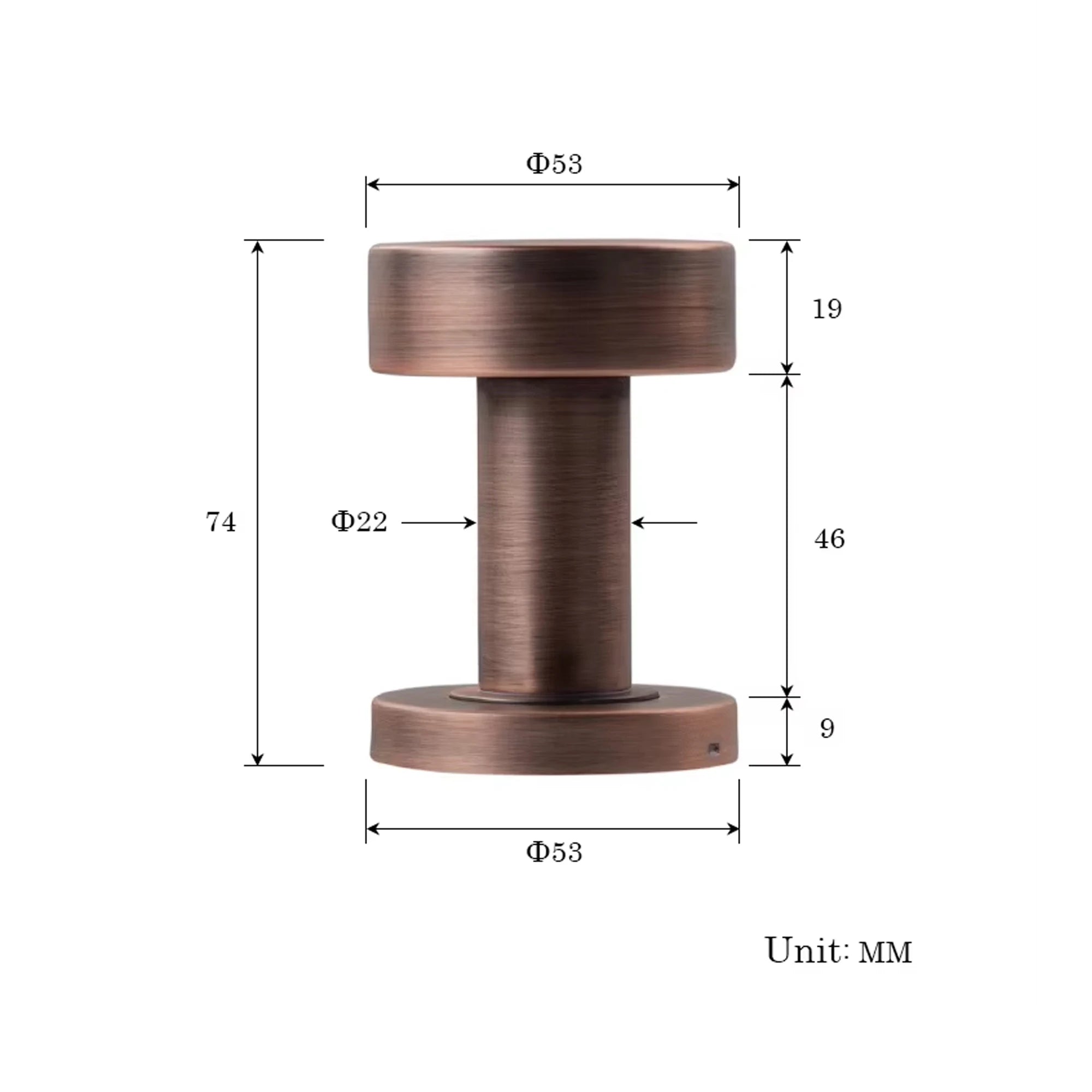 Door Handles for Interior Doors without Lock Tube Shape Brushed Copper and Chrome Color Options Stainless Steel Knob