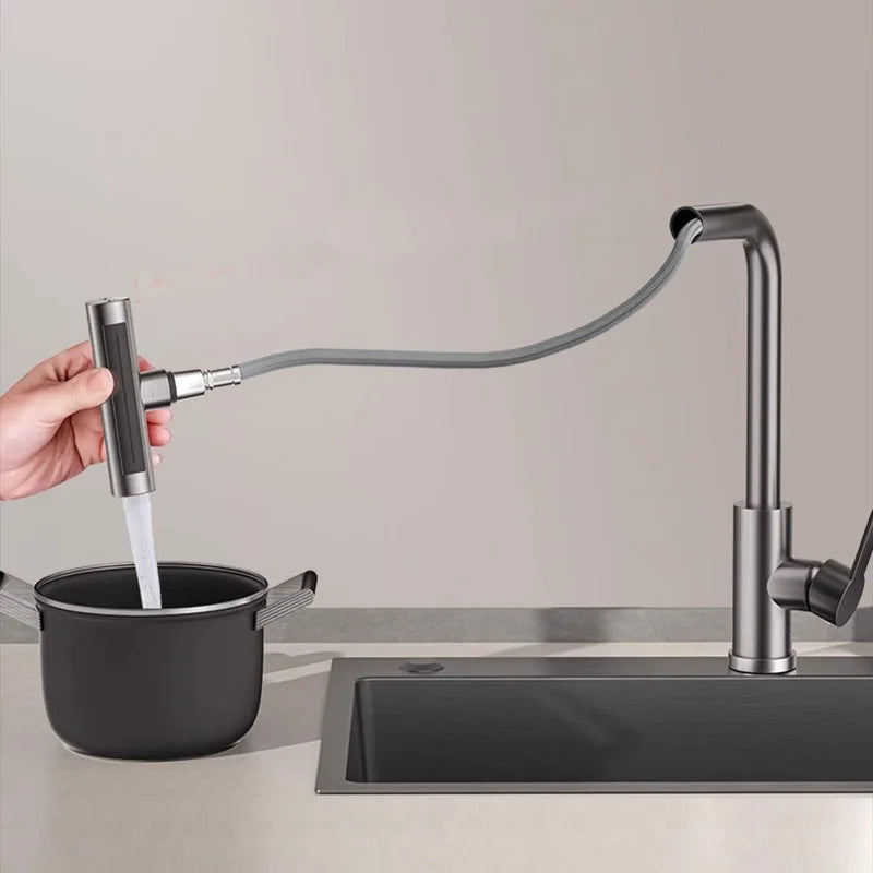 Kitchen Faucets Brass Sink Faucet Pull Out Kitchen Sink Water Tap Deck Mounted Mixer Stream Sprayer Head Hot Cold Taps