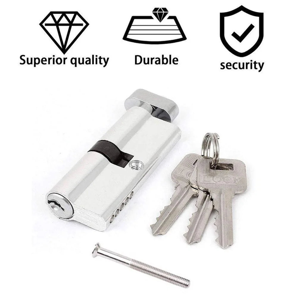 Door Lock Cylinder With 3 Keys Entrance Aluminum Door Lock Home Security Interior Bedroom Lock Cylinder