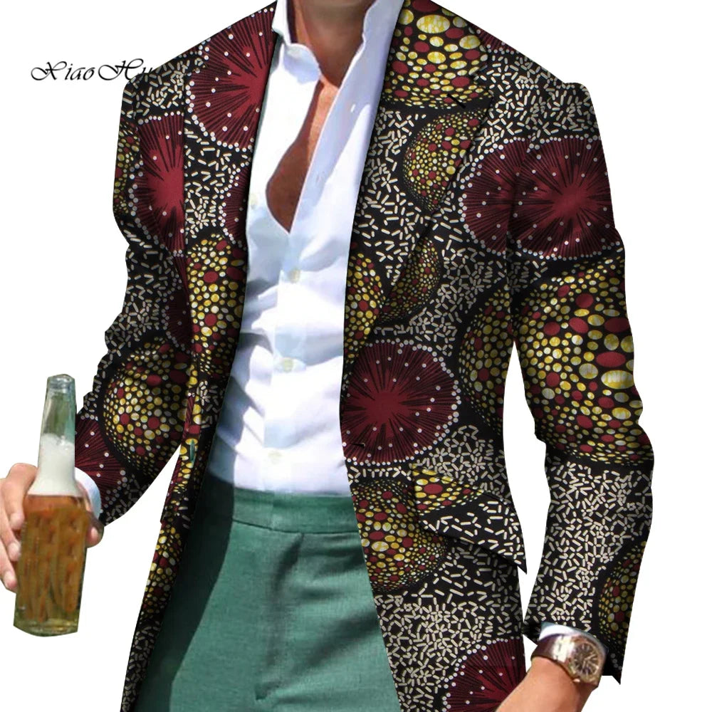 African Men Clothes Smart Causal Customized Slim Fit Fancy Suit Blazer Jackets Formal Coat Business Dashiki Party Wedding WYN530