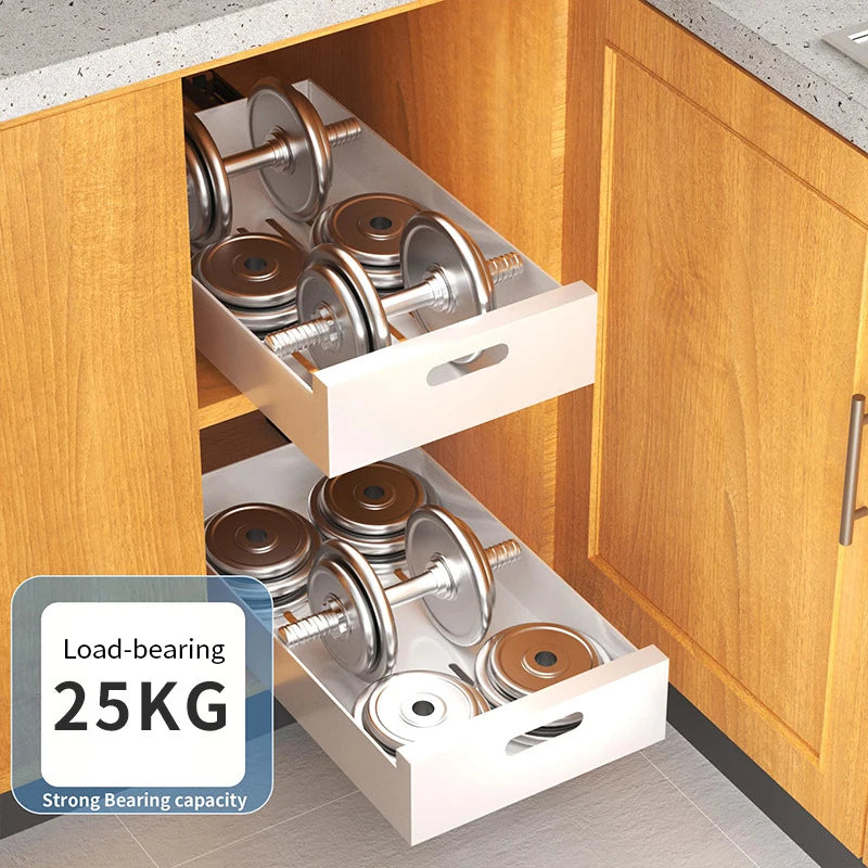 Pull-out Kitchen Drawer Type Storage Rack Multifunctional Storage Box with Sliding Rail Spice Pantry Shelves Drawer Kitchen Rack