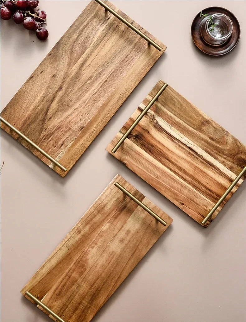 Kitchen Tray for Serving Food Trays for Desserts Dessert Tray With Handles Wooden Serve Storage Coffee Fruit Snack Drink Sweets