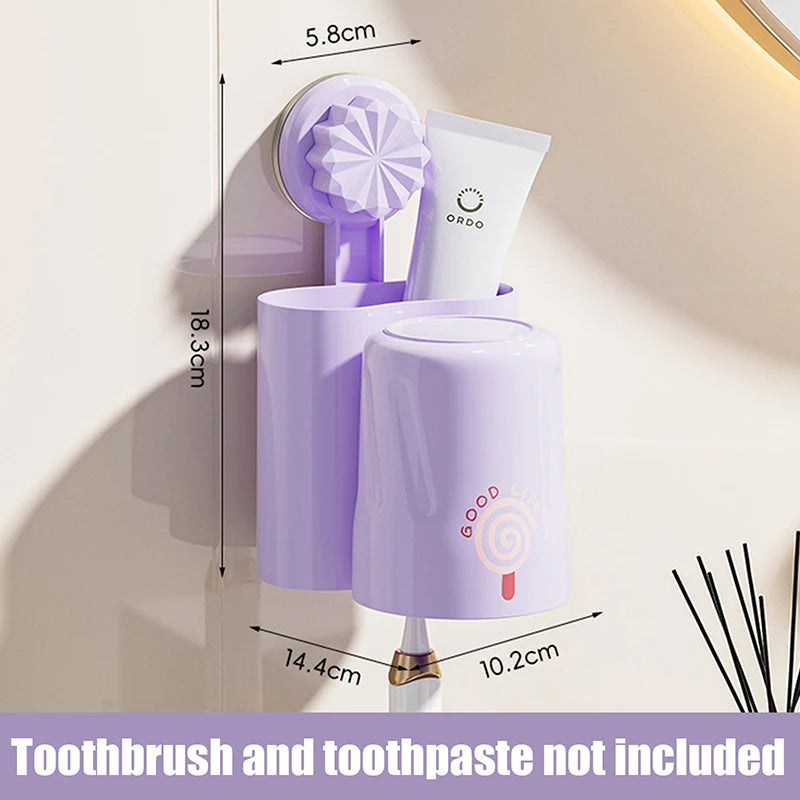 Bathroom Shelves Wall Mount Toothbrush Toothpaste Holder Suction Cup Storage Rack Toiletries Organizer Bathroom Accessories