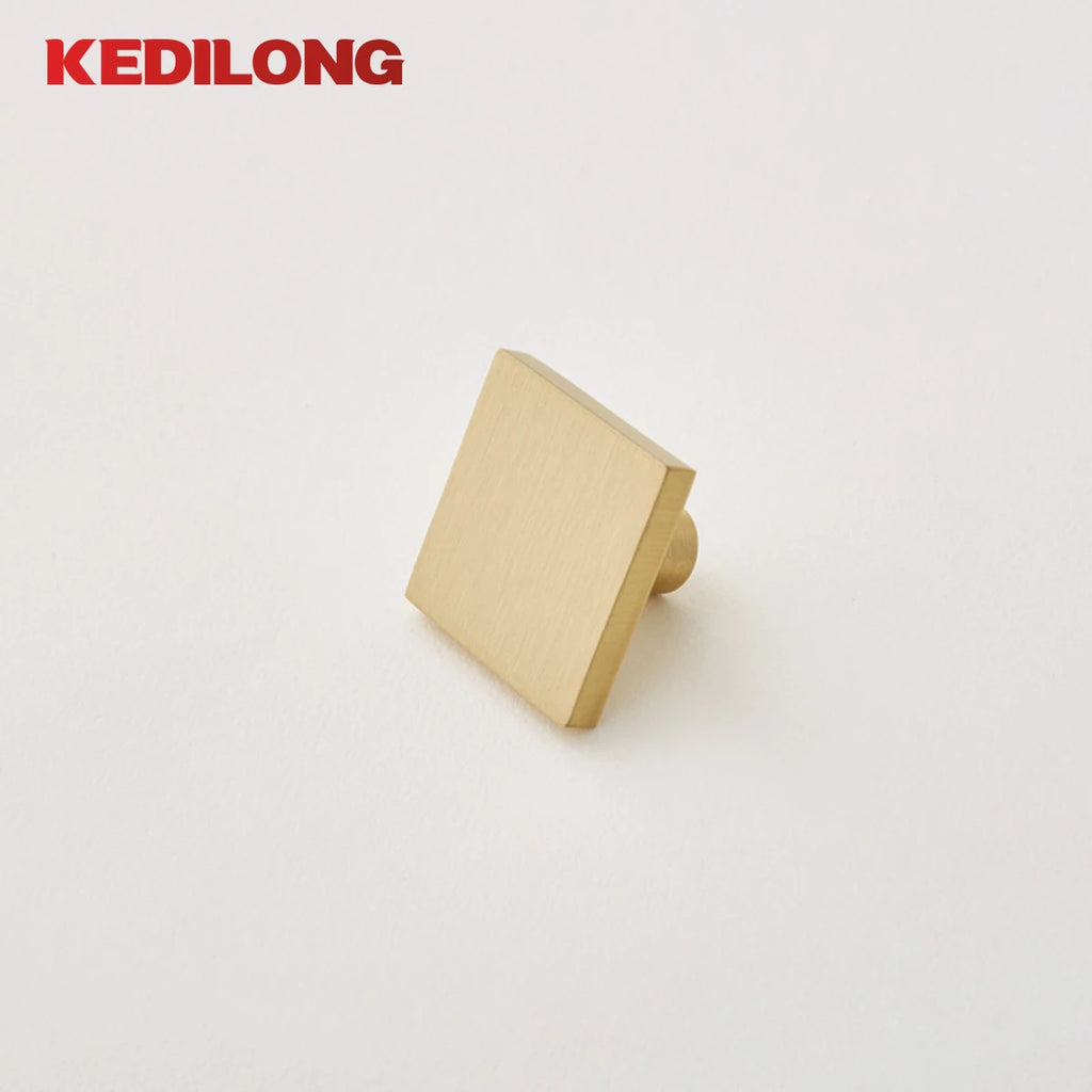 Modern solid brass single hole cabinet door Pull handle Simple wardrobe drawer Cabinet light luxury square knob