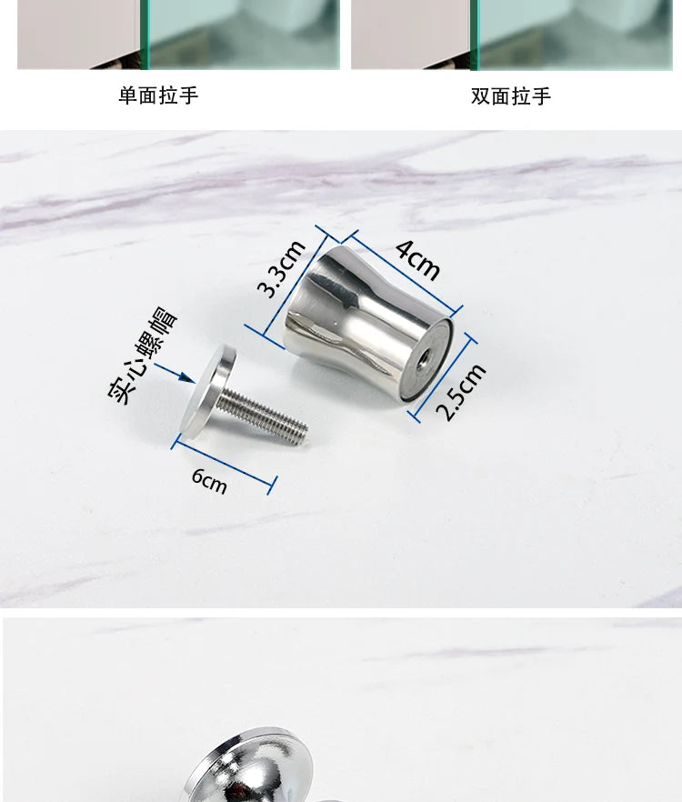 Bathroom Glass Door Handle Wooden Door Round Single-hole Small Handles Cabinet Drawer Knobs household Hardware Accessories