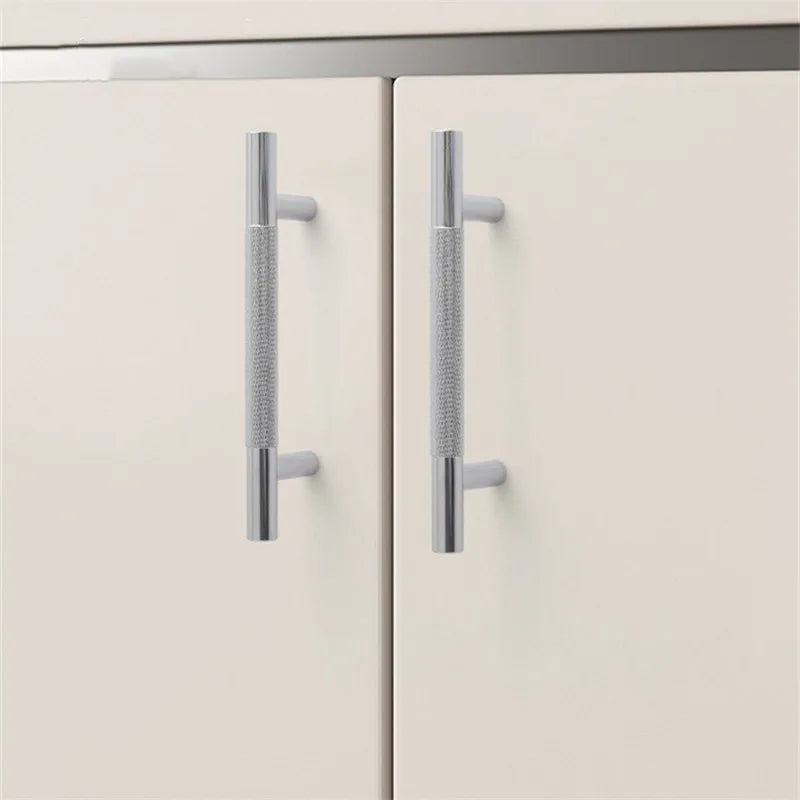 KK&FING Round Rod Knurled Carved Aluminum Alloy Furniture Door Handle Cupboard Wardrobe Door Pulls Cabinet Drawer Knobs Hardware