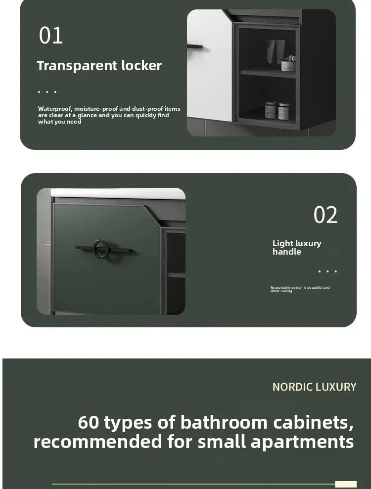Bathroom Dressing Table and Sink Combination, Rock Plate Integrated Washbasin, Smart Mirror Cabinet, Toilet Furniture