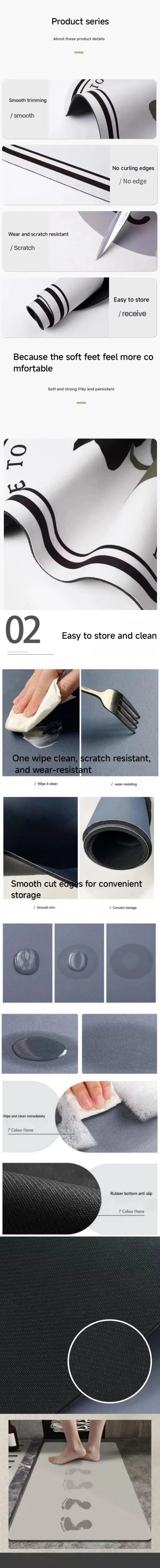 VIKAMA Bathroom Mat Anti-Slip Absorbent Bathroom Mat Quick-Drying Easy-Clean Mat for Bathroom Entrance bathroom