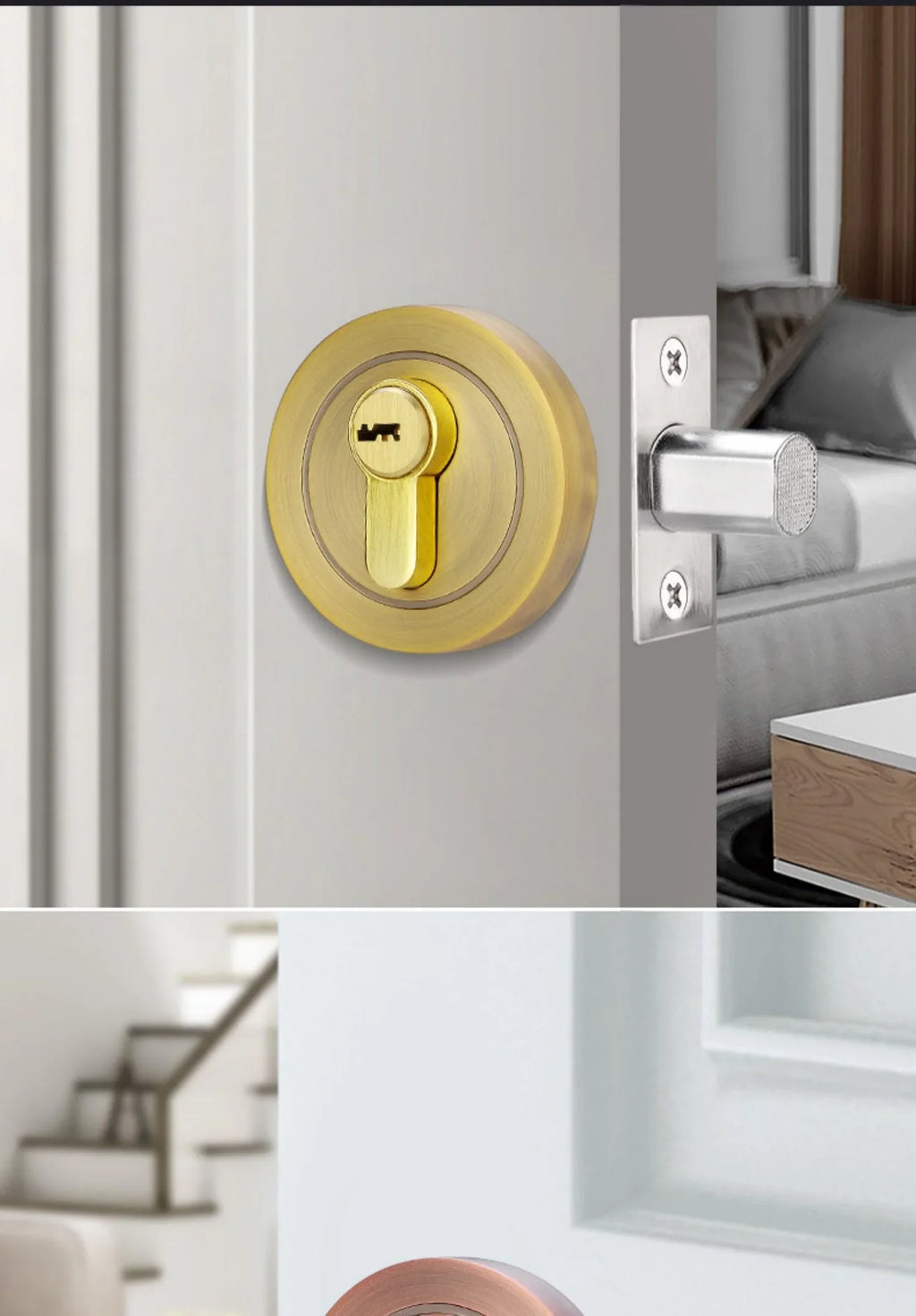 Hidden door lock; concealed lock; wooden door lock; single and double-sided lock; bedroom door lock; hallway lock; auxiliary ind