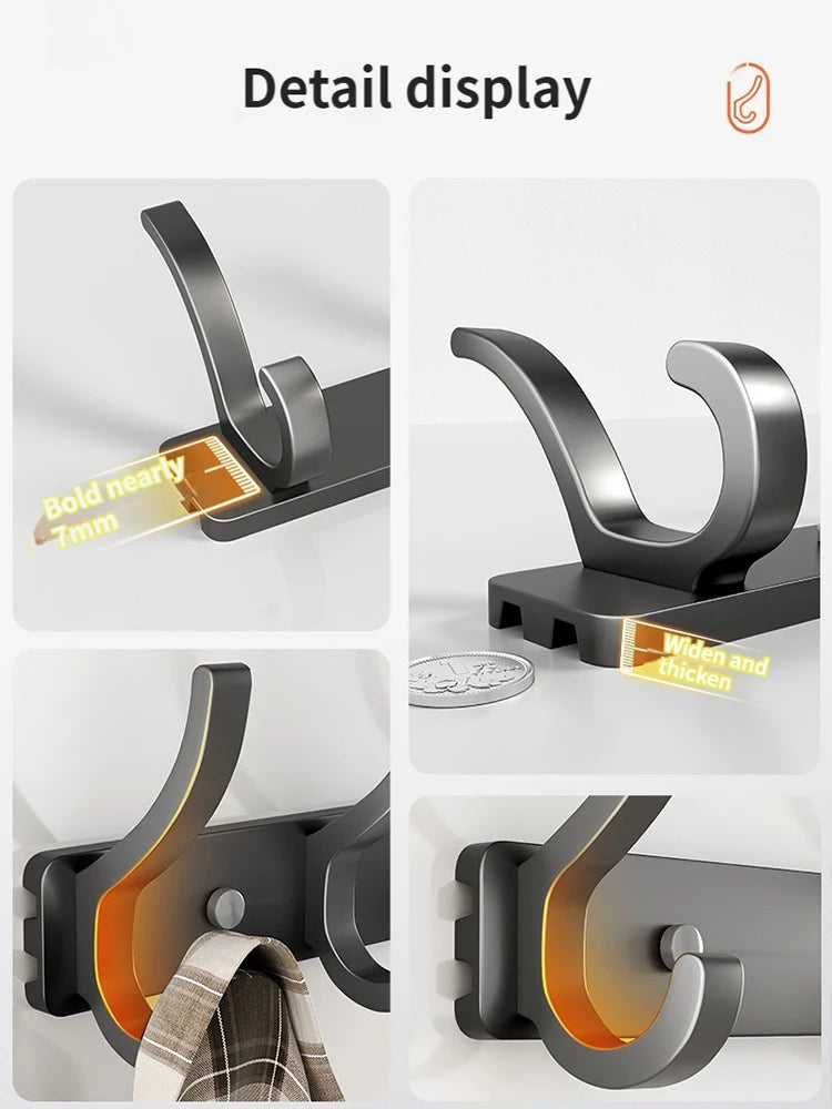 no drill Holes One Row Hangers Kitchen Towels Clothes Hats Toilet Towel Rack Storage Wall Mounted Door Back Rod Hook