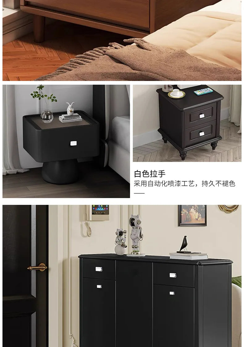 Modern Simple Kithcne Cabinet Door Handles Drawer American Wardrobe Black ABS Knobs and Handles for Furniture Single Hole