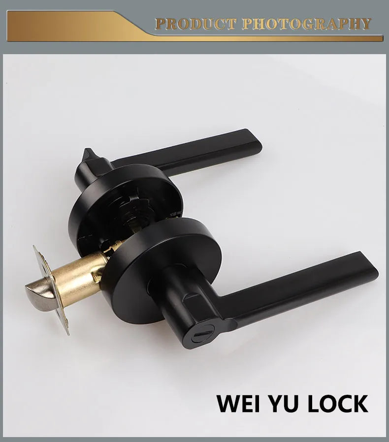 Door Lock Household Universal Silent Toilet Indoor Bedroom Lock Three-bar Handle Lock Old-Fashioned Spherical Round Door Lock