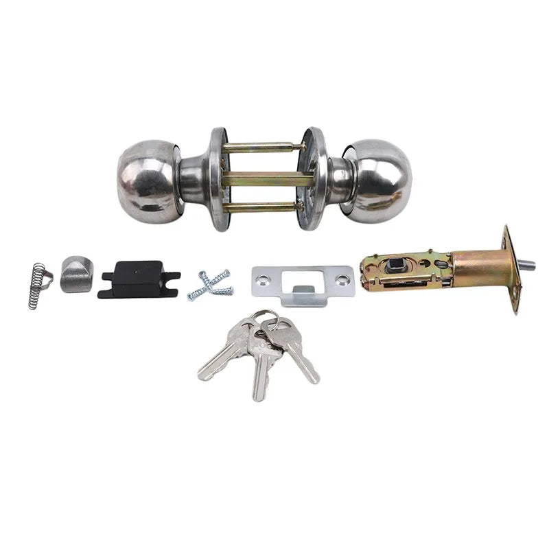 Aluminum Alloy Round Door Knobs Rotation Lock Knobset Handle Metal Door Knob With Key For Bedrooms Living Rooms Bathrooms
