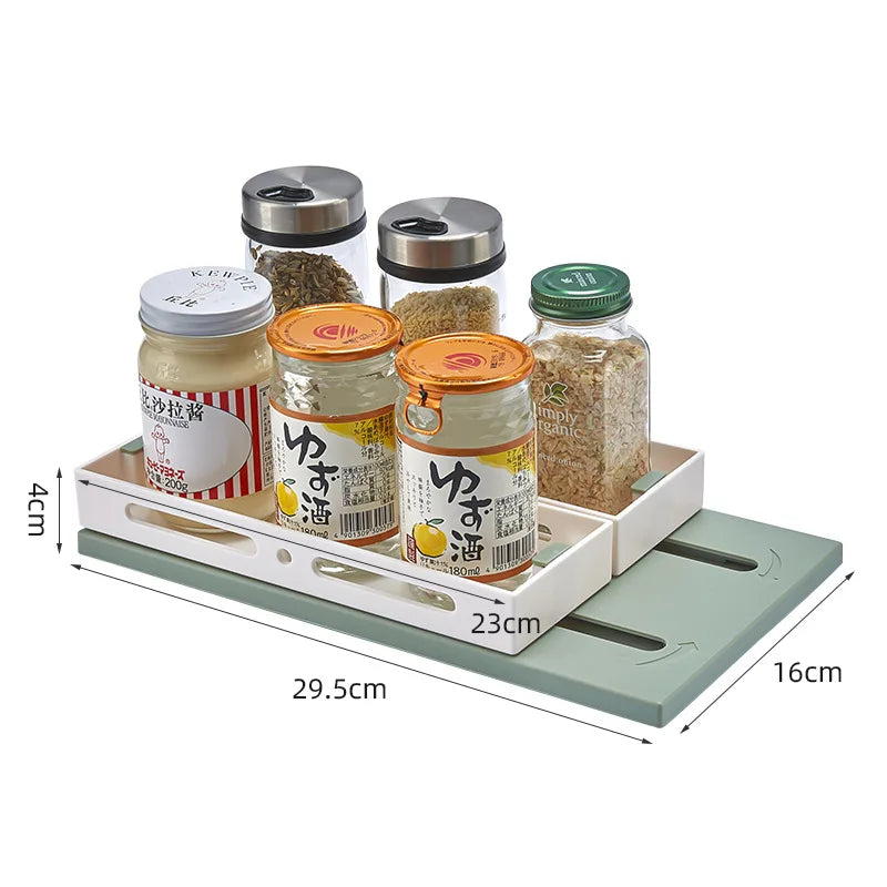 2 Tier Pull-out and Rotate Kitchen Spice Rack Multi-Function Seasoning Organizer for Kitchen Cabinet Pantry Counter-Top Supplies