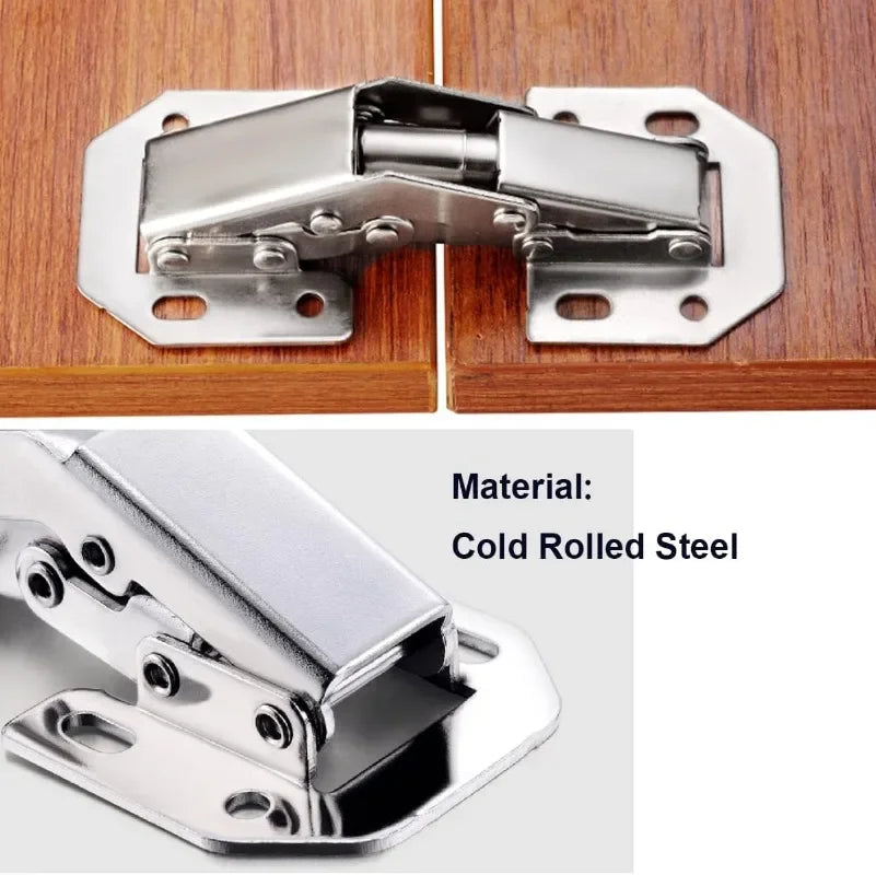 Cabinet Hinges With 2-10Pcs Set Screws No-Drilling Noiseless Hidden Cabinet 90 Degree Hinge Door Soft Close Furniture Hardware