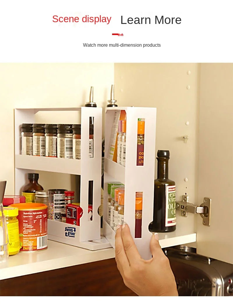 Delicate Spice Rack Double Storage Food Rack Rotating Spice Storage Shelf for Kitchen Bathroom
