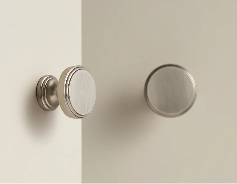 Nurlin Solid Brass Nickel Brushed Luxurious Silver French Modern Cabinet Handles Tbar Wardrobe Knobs