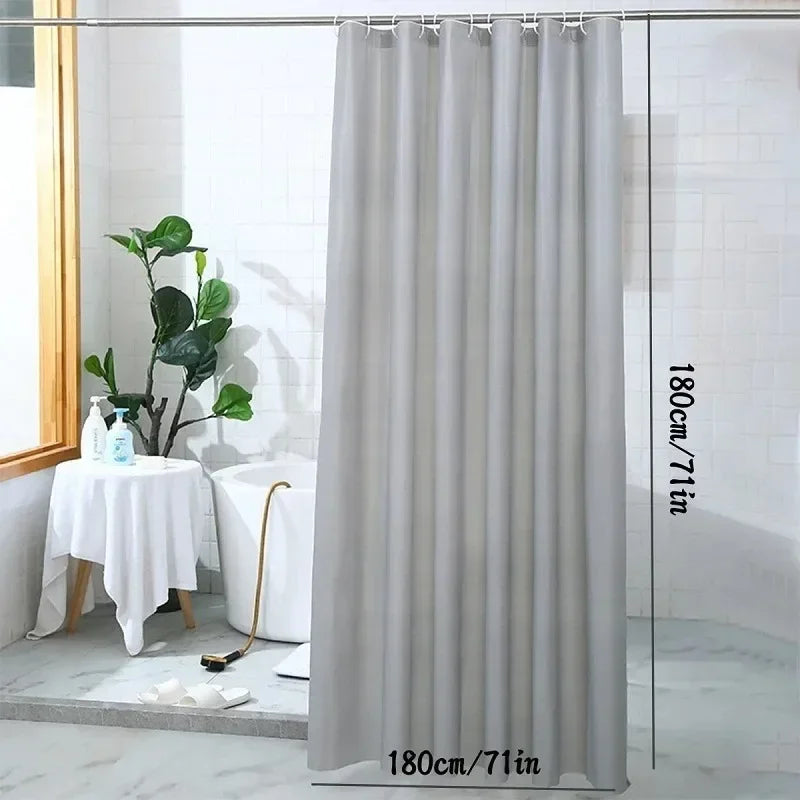 Waterproof Shower Curtain Home Bathroom Curtain Wave Window Tulle with Hooks Heavy S Fold Wavy Shower