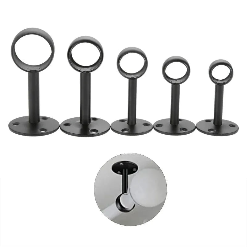 4Pcs 16/19/22/25/32mm Wardrobe Hanger Pipe Bracket Steel Flange Tube Holder for Clothes Curtain Rod Ceiling Fixed Support Clamps