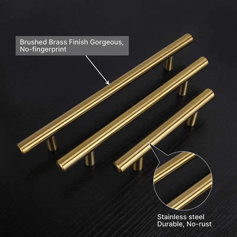 T Modern Minimalist Handles Brushed Brass Gold Cabinet Door Handles Zinc Alloy Bath Drawer Handles Kitchen Furniture Hardware