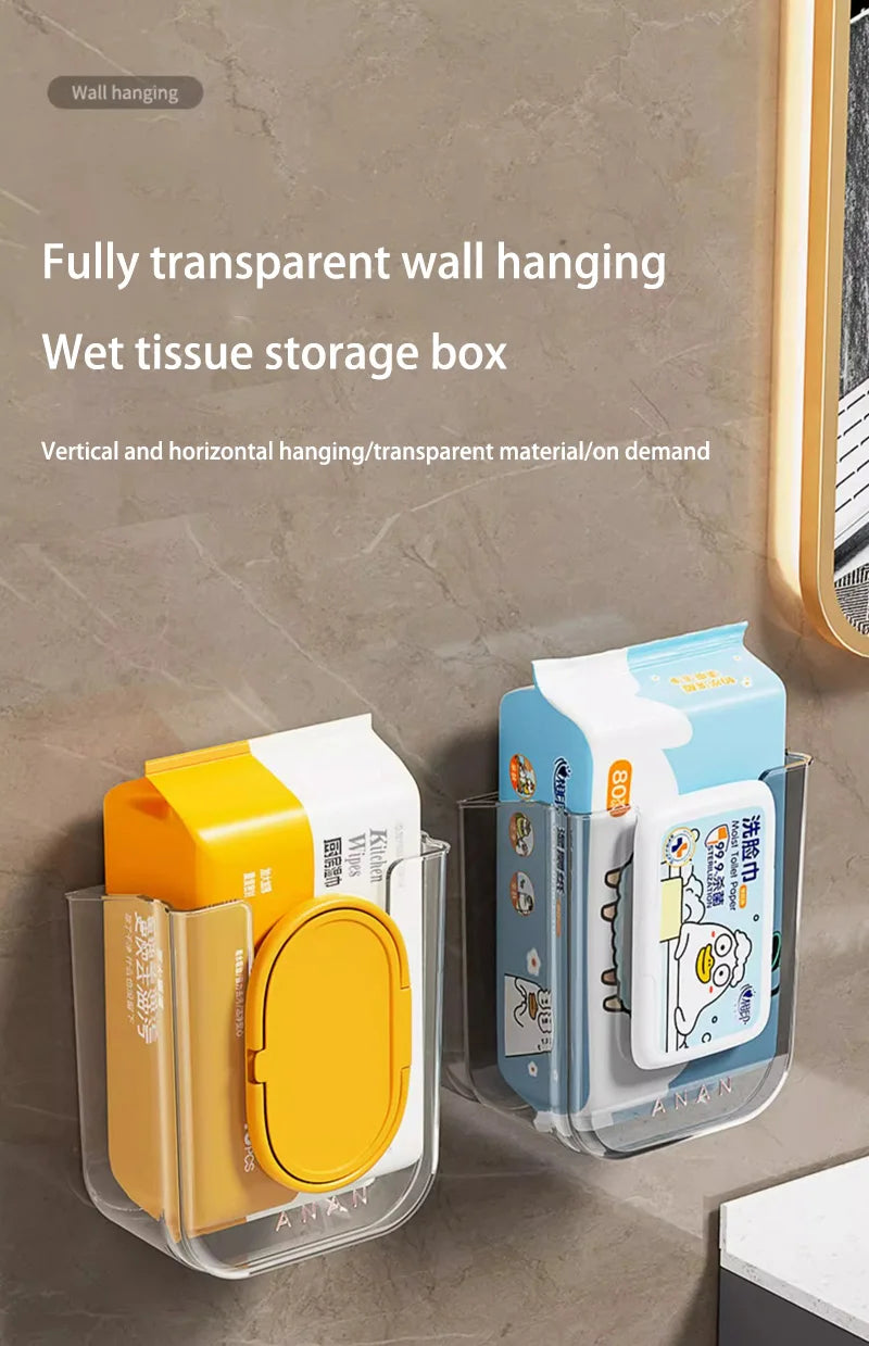 Bathroom Non Perforated Wall Mounted Wet Tissue Storage Box with Large Opening and Strong Load-bearing Capacity