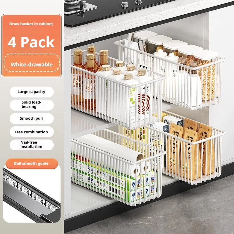 Pull Out Cabinet Organizer Basket Under The Sink Slide-out Drawer Storage Box Kitchen Sideboard Sliding Drawer Rack Shelf