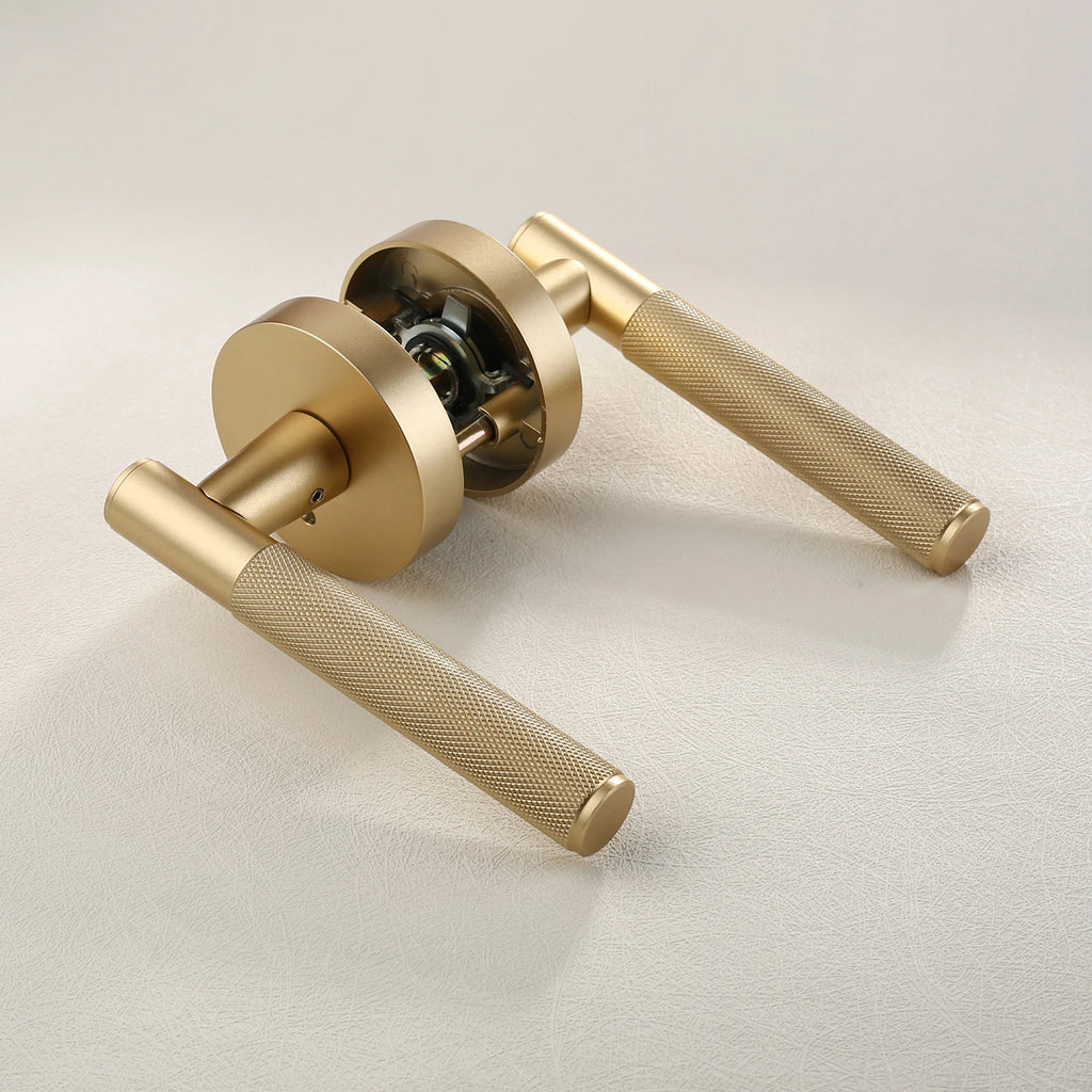 Viladepot Privacy Door Handle Knurled Handle Lever Bedroom Bathroom Passage Door Lock Reversible Keyless