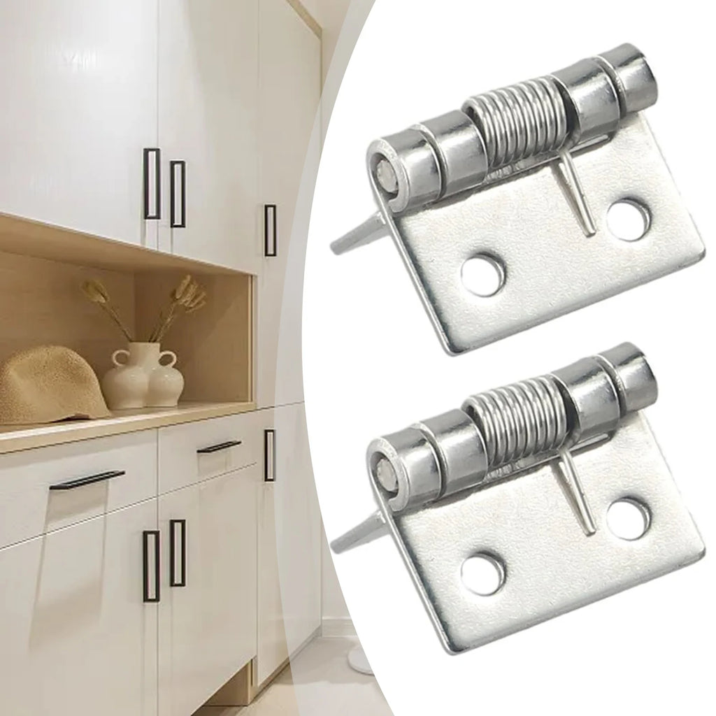 2pcs 1/1.5/2/3Inch Silver Spring Door Hinge Stainless Steel Self Closing Design Windows Cabinets Boxes Household Hardware