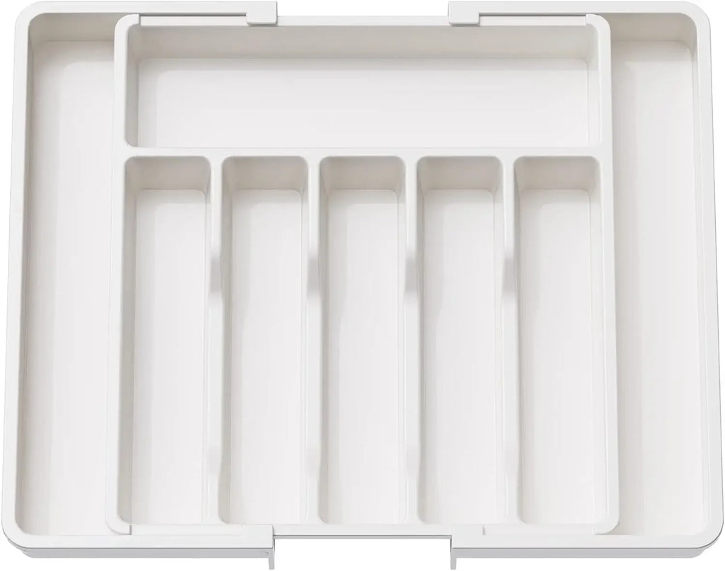 Adjustable Kitchen Storage Organizer Tray – Plastic Multifunctional Drawer Organizer for Kitchen Counter Utensils