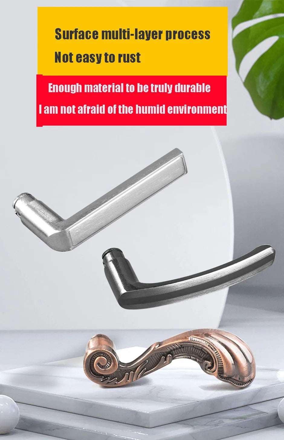 Solid Handle For Anti-theft Door Durable Non Rusting  Thickened Material Household Door Room Bedroom Universal Handle
