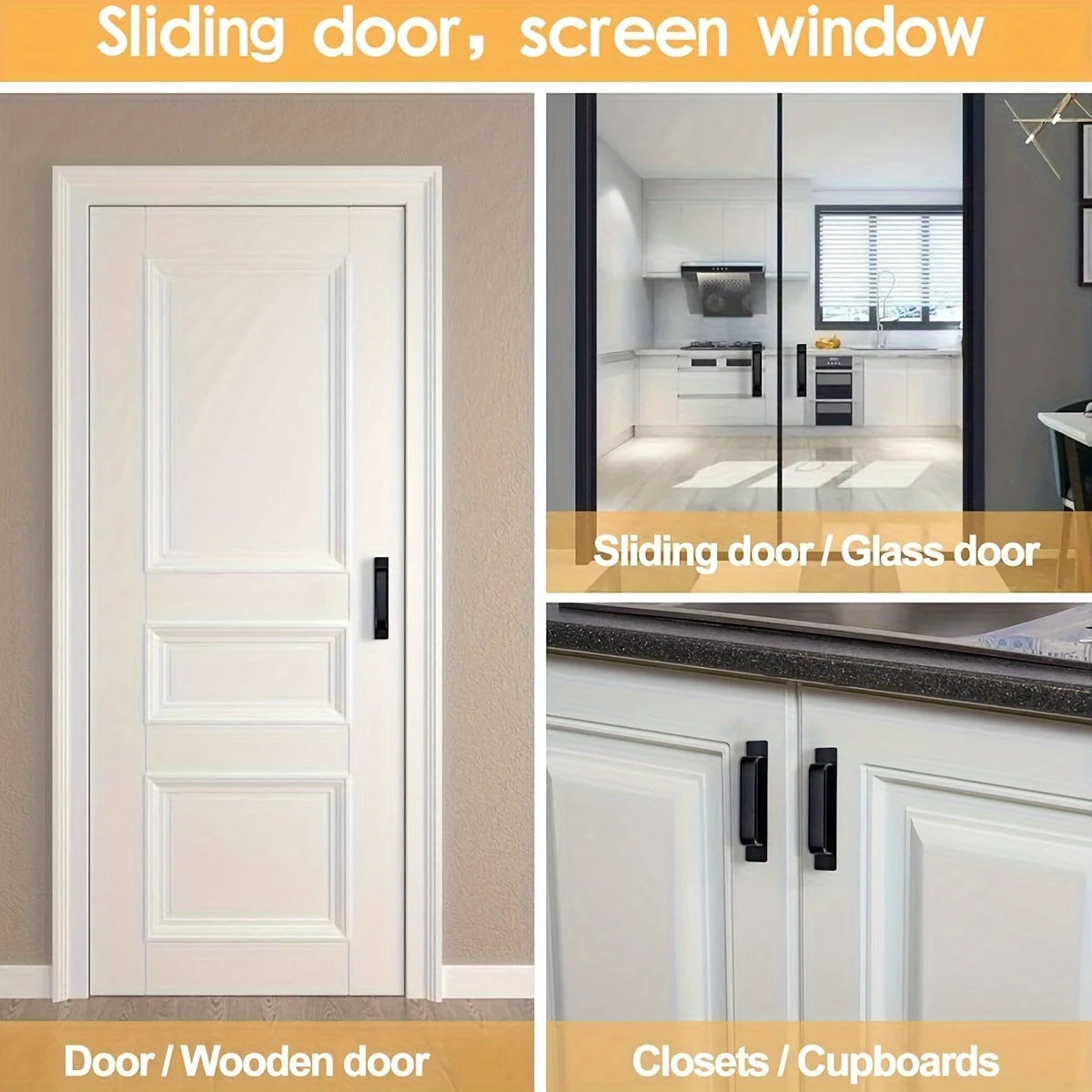 Self-Stick Adhesive Cabinet Handles Stainless Steel No-Drilling Easy Installation for Cabinet Door Window Drawer  Refrigerator