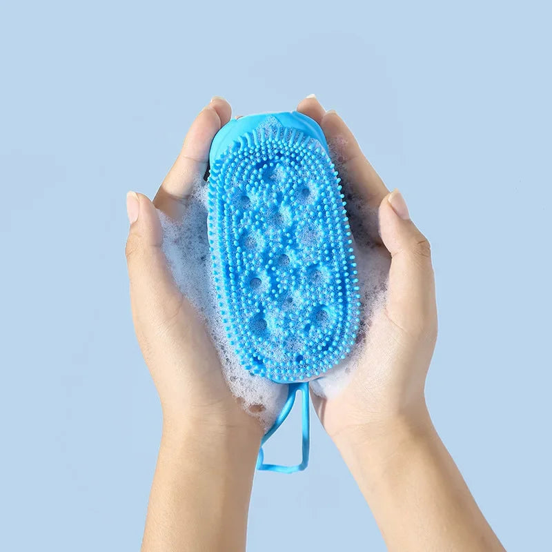 Bathroom brush silicone bath towel shower tool, labor-saving and convenient, double-sided bubble brush, sponge bath towel, house