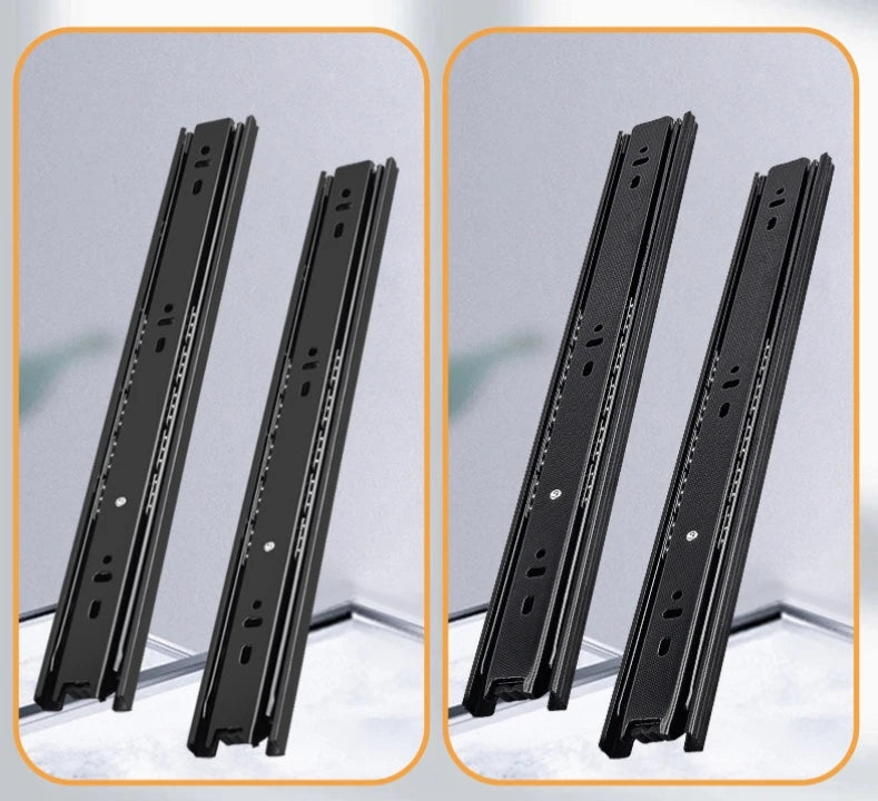 1 pair Drawer guide rail three-section slide rail cabinet thickened mute ball side-mounted 3-section track wholesale